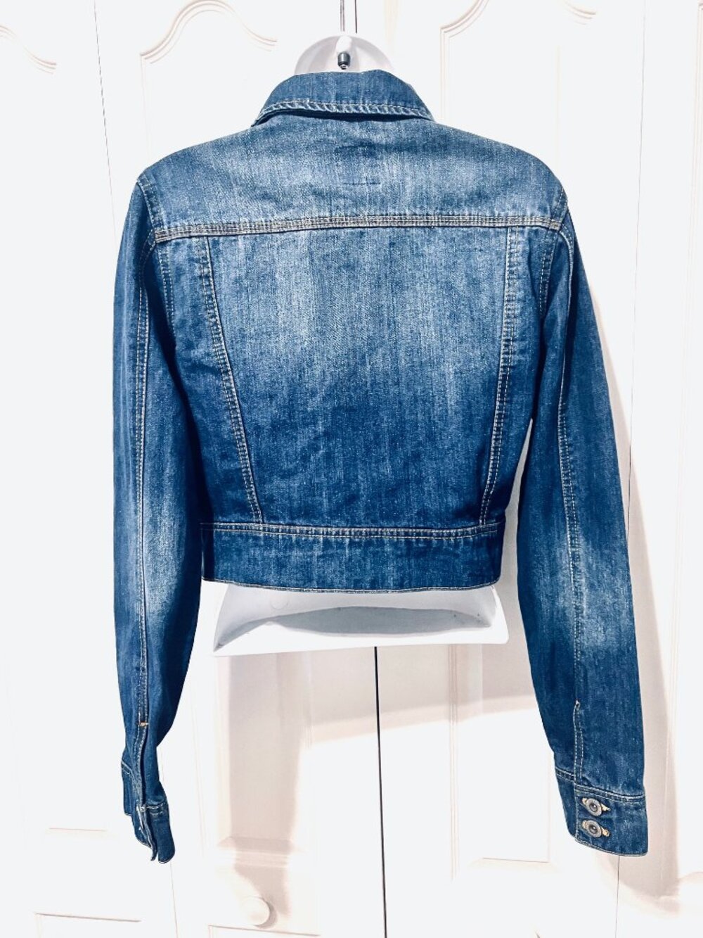 Highway Jeans-Jean Distressed Jacket-Large Jrs.-Blue-Stretch-School-Comfy-Button - Picture 9 of 14